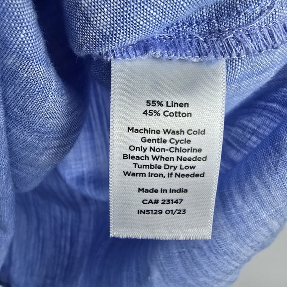 NWOT Talbots Linen Cotton Blend Crochet Trim Blue Chambray Like Size XLPetite - Picture 11 of 11
